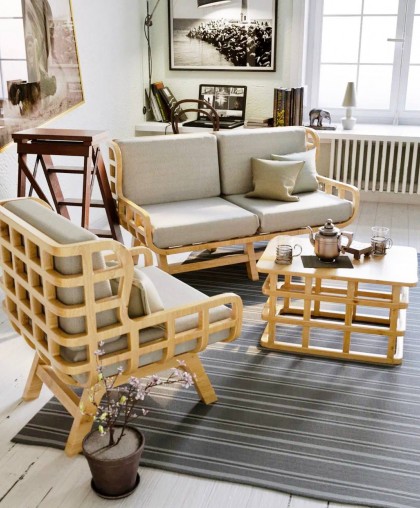 Комплект Матрикс на 4 персоны для отдыха: диван, 2 кресла, журнальный столик